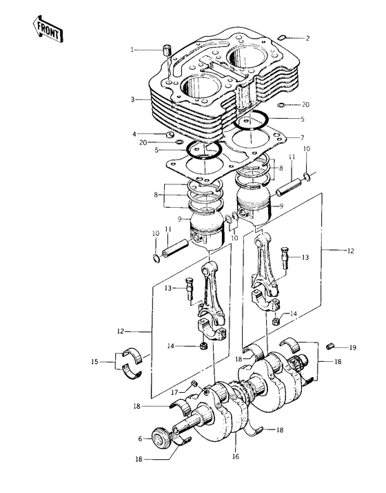Cylinder/pistons/crankshaft