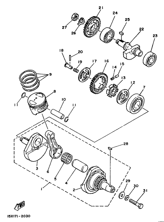 TW200E Коленчатый вал и поршни