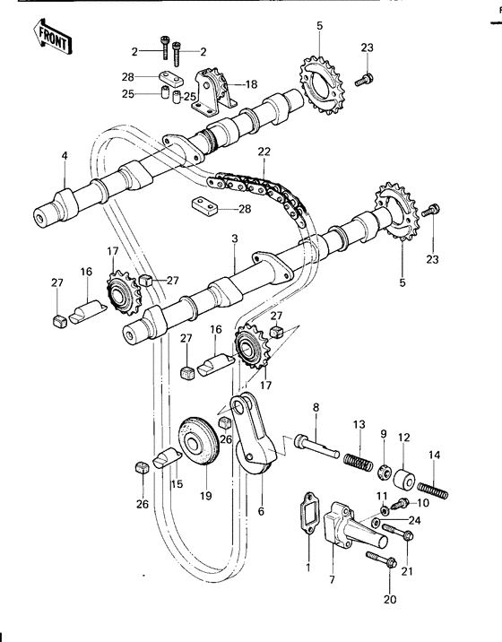 Camshafts/chain/tensioner