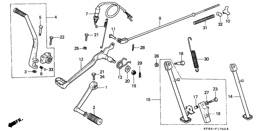 Pedal/kick starter arm