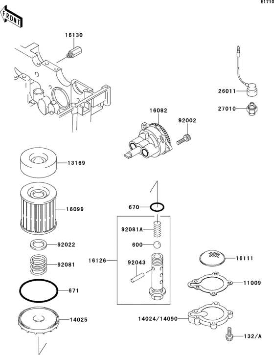 EX250 Масляный насос и фильтр