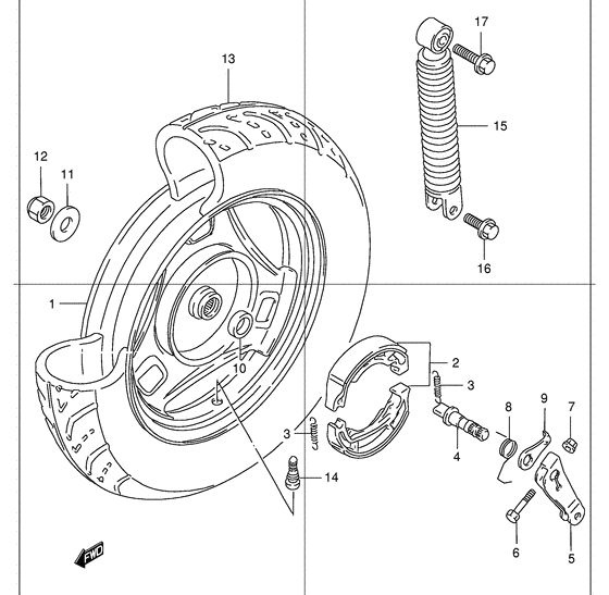Rear wheel complete assy