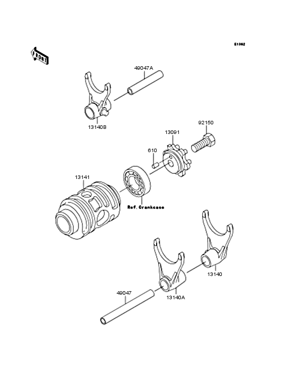 Gear change drum & forks