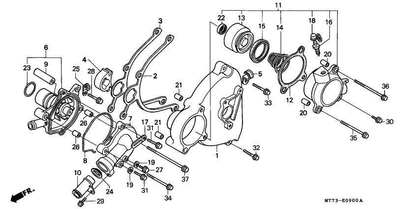 Left crankcase cover/ water pump
