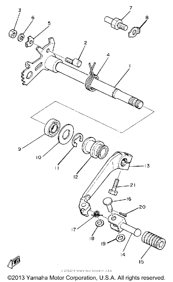 Shift shaft-pedal