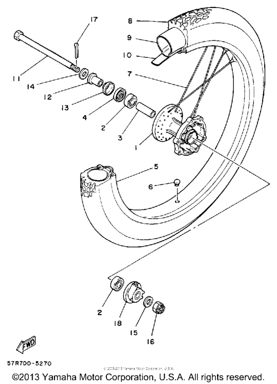 XT350UC (CA ED.) Переднее колесо