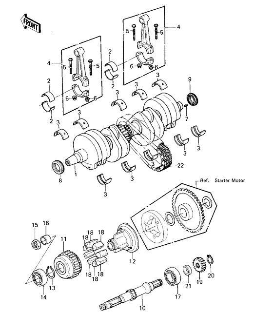 Crankshaft/secondary shaft