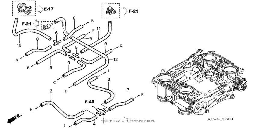 VFR800 (ABS) Throttle body (tubing)