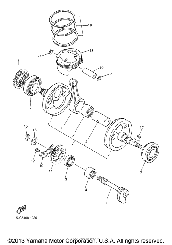 YZ426FP Коленчатый вал и Поршень