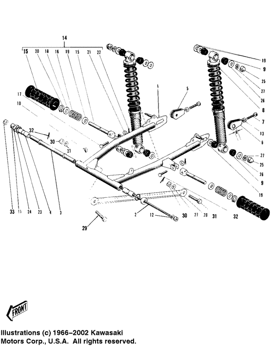 Swing arm/shock absorbers
