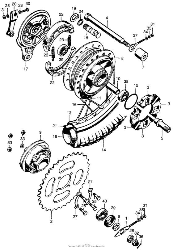 Rear wheel + brake panel