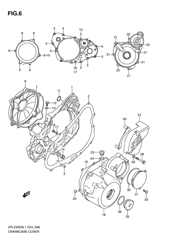 DR-Z400 Crankcase cover ass`y  (v