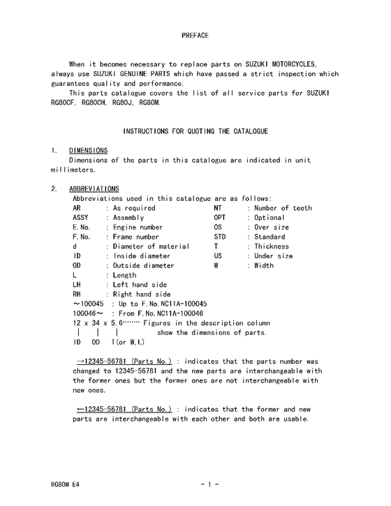 RG80 Catalog preface