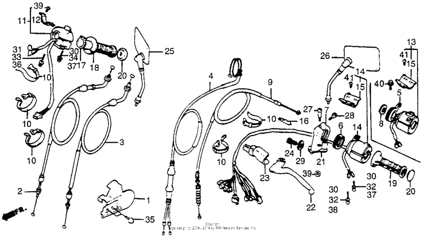 Control levers + cables + switches