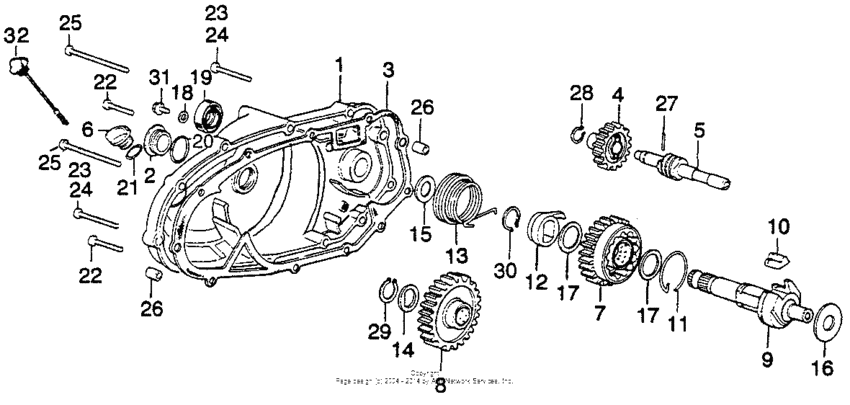 Right crankcase cover + kick starter