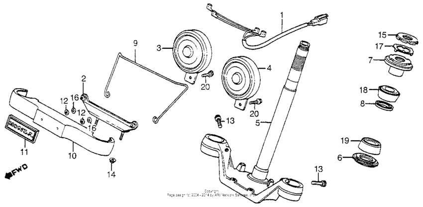 Steering stem + horn