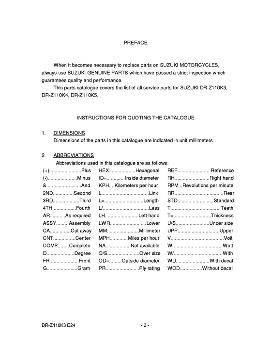DR-Z110 Catalog preface