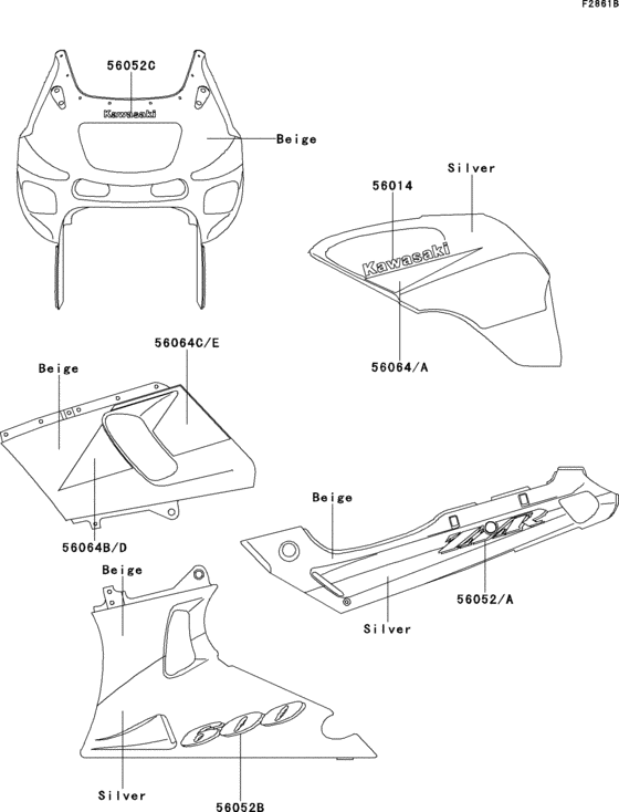 ZX600 Decals(beige / silver)
