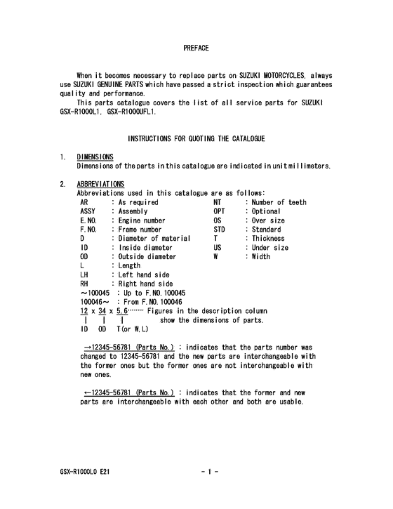 GSX-R1000 Catalog preface