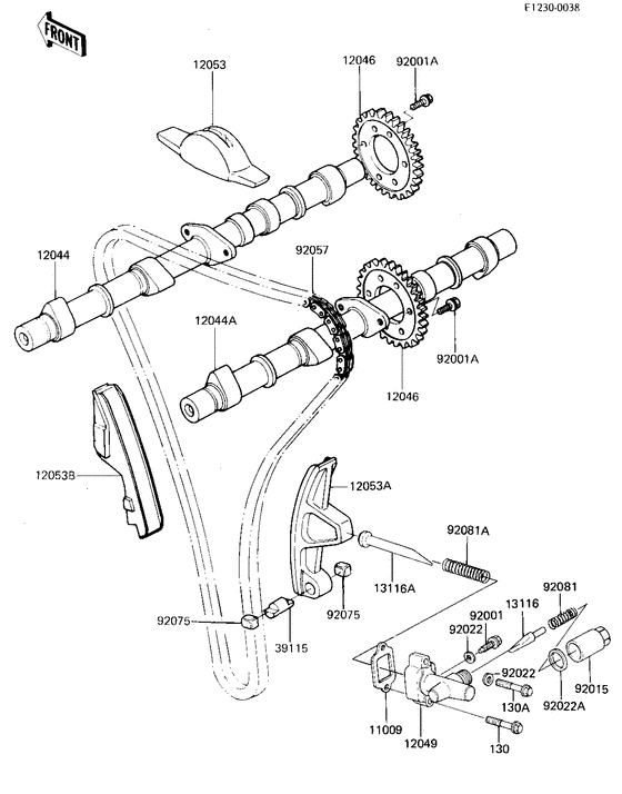 Camshafts/chain/tensioner