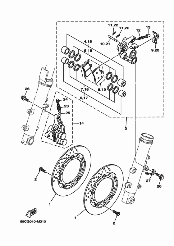 XP500A フロントブレーキキヤリパ 2
