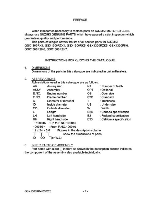 GSX1300R Catalog preface