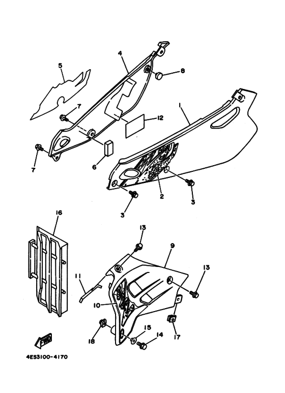 YZ80 YZ80F Крышка боковая & oil tank