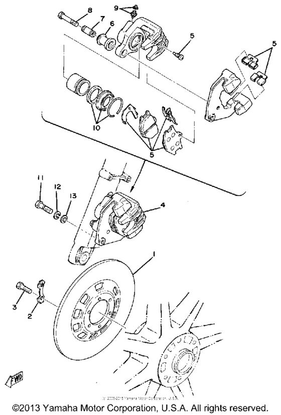 XS500D Front disc brake - caliper
