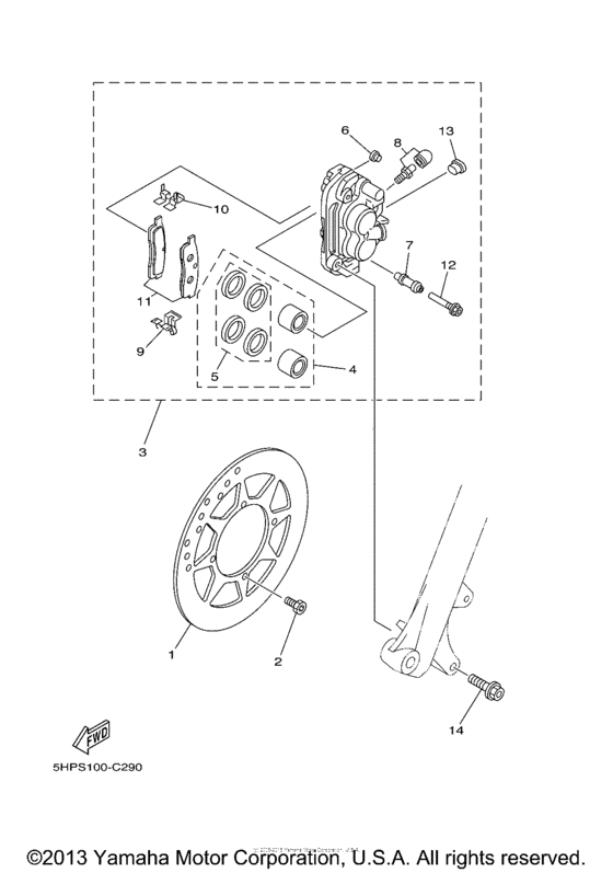 TTR125LEW Передний суппорт