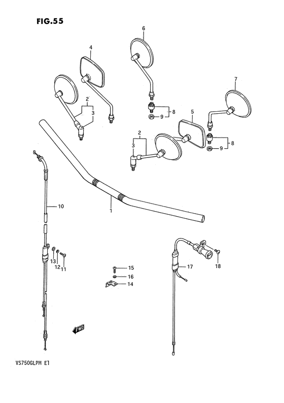 Handlebar - control cable