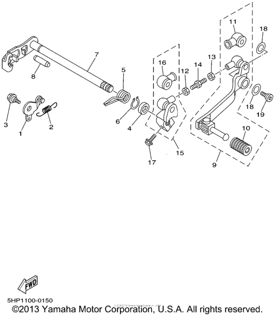 TTR125P Вал переключения