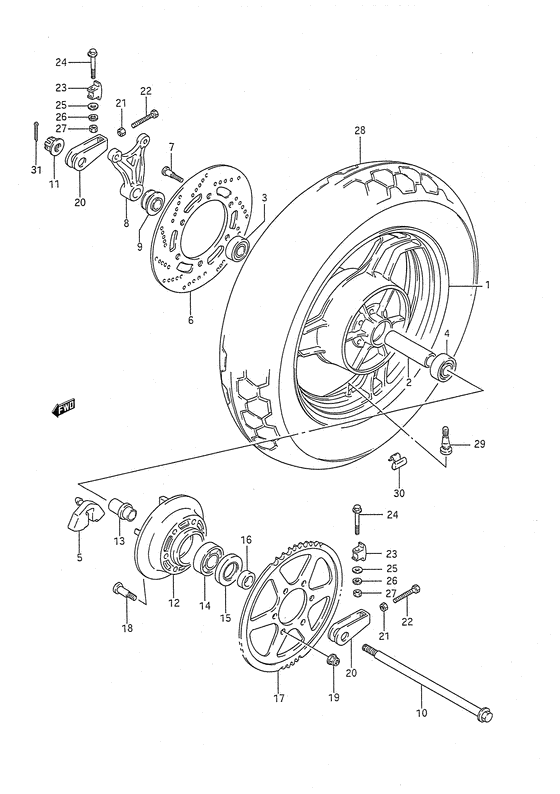 Rear wheel complete assy