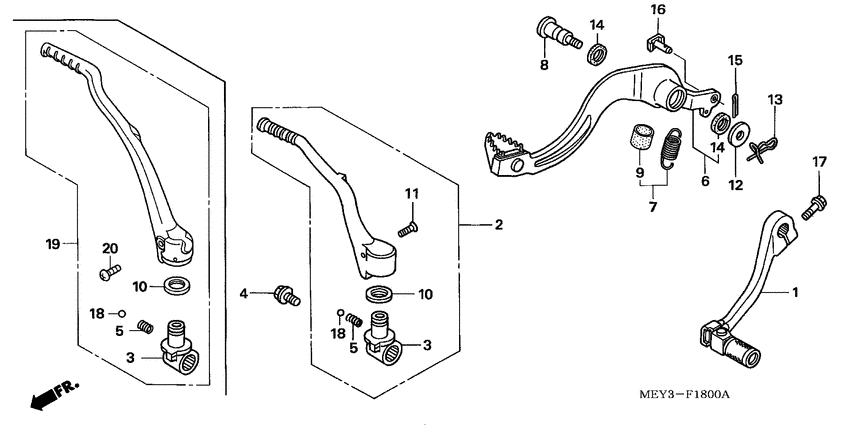 Pedal/kick starter arm