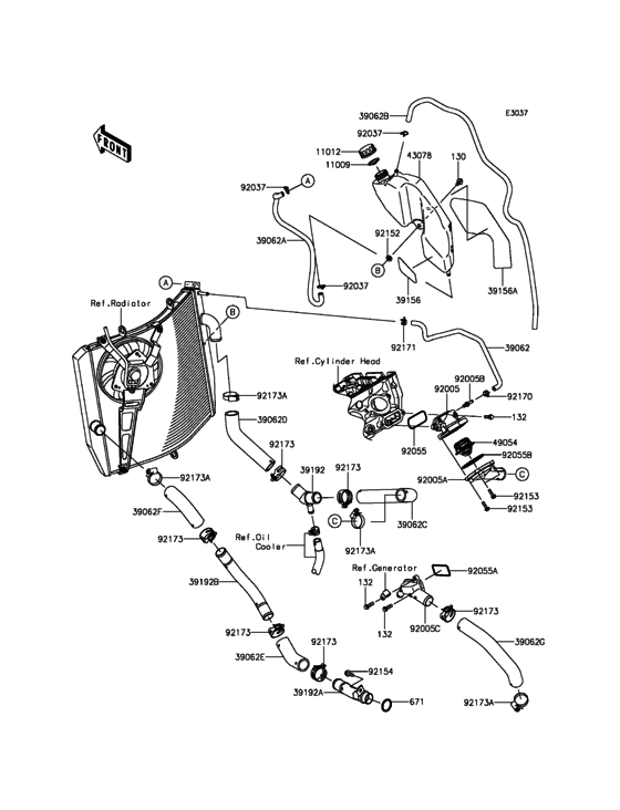 ZX1000 Патрубки охлаждения