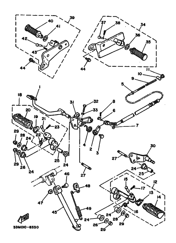 XV250 Support & repose pied