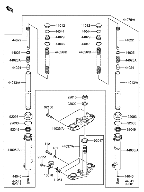 DR-Z110 Вилка передней оси