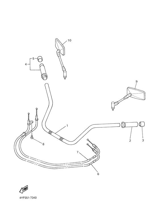 XVZ1300A Steering handle. cable