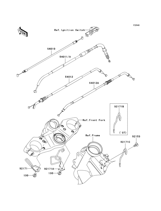 KLE650 Тросы управления