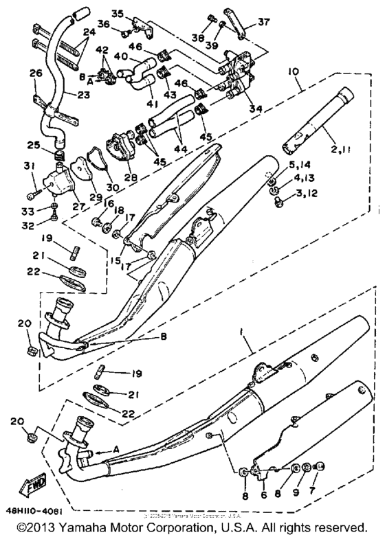 RZ350NC Выхлопная система