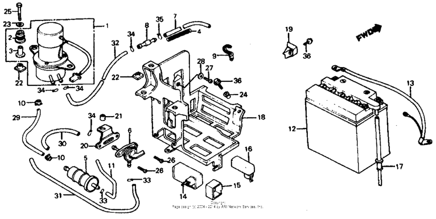 Battery + fuel pump 84
