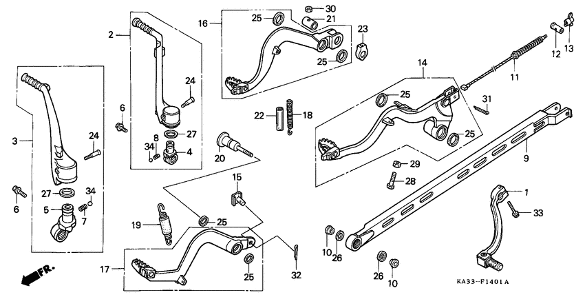 Change pedal/brake pedal/ kick starter arm