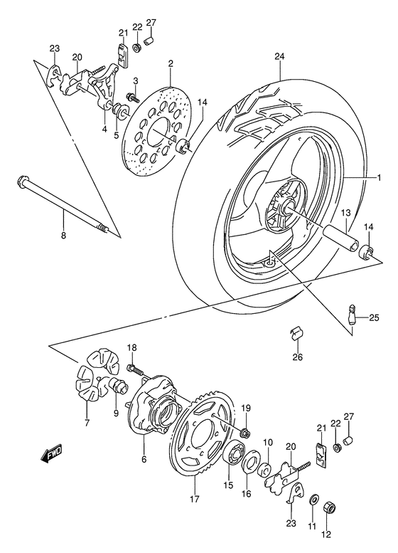 Rear wheel complete assy