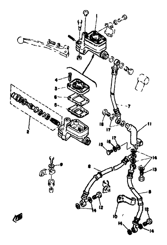 Master cylinder. brake hose