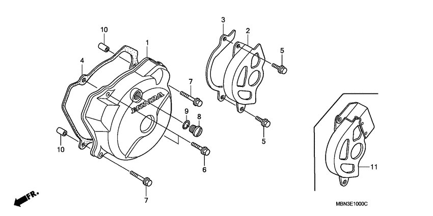 XR650R Крышка картера левая