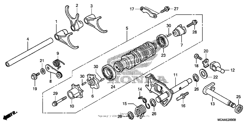 Shift drum + shift fork
