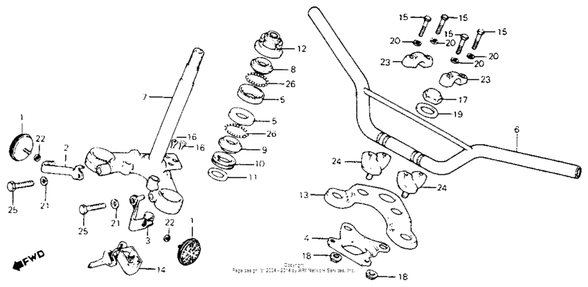 Handlebar + top bridge + steering stem 80-82