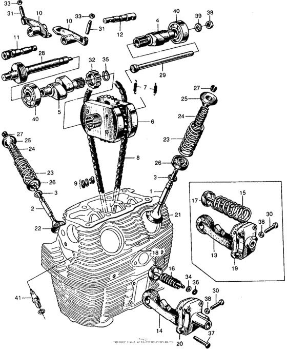 Camshaft + valve + cam chain