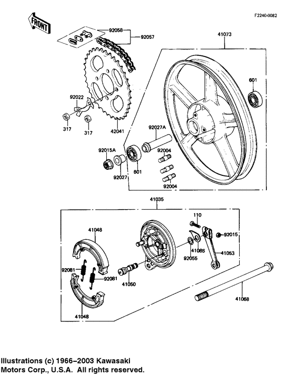 Rear wheel/hub/brake/chain