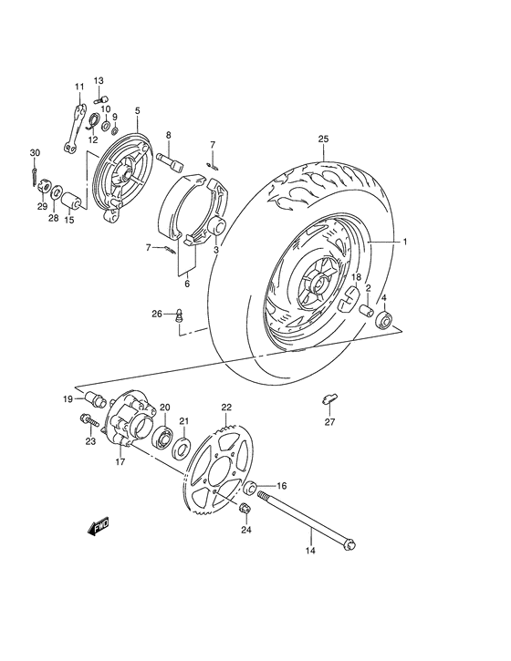 Rear wheel complete assy