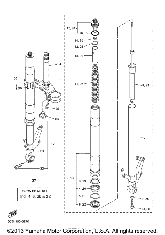 FZS10ACS Передняя вилка